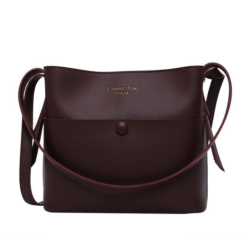 New Style Messenger Shoulder Bag Female Tote Bag Large Capacity Pu Bucket Bag Fashion Trend Niche Design Female Bag