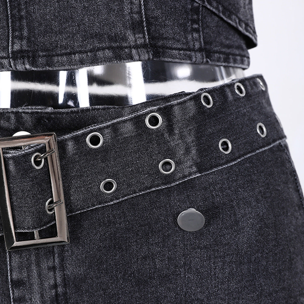 Design Vest Skirt Outfit Backless