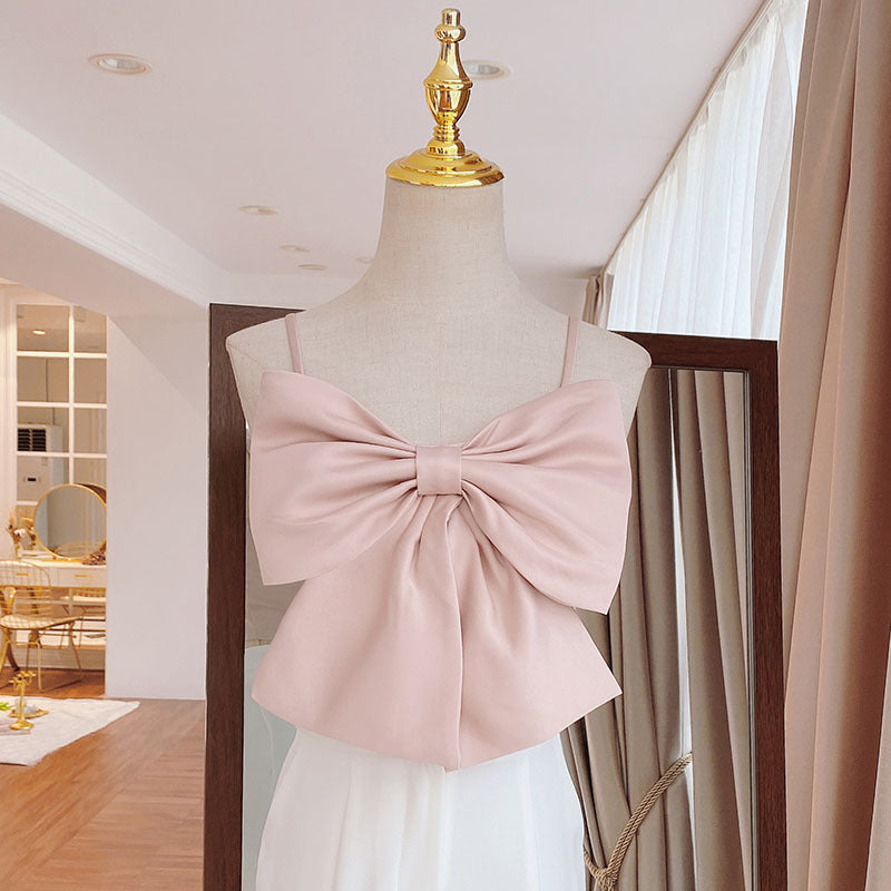 Bow-Knot Vest Solid Color Suspenders For Outer Wear