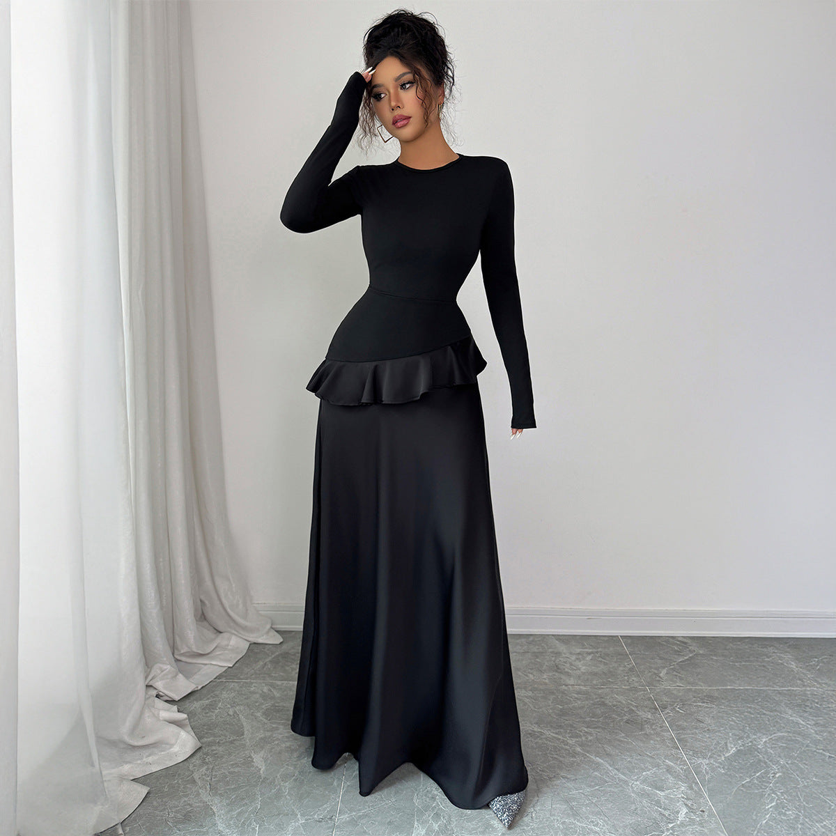 European And American Elegant Advanced Long Sleeve Lace