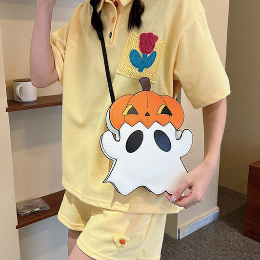 Halloween Shoulder Bags Creative 3D Cartoon Pumpkin Ghost Design