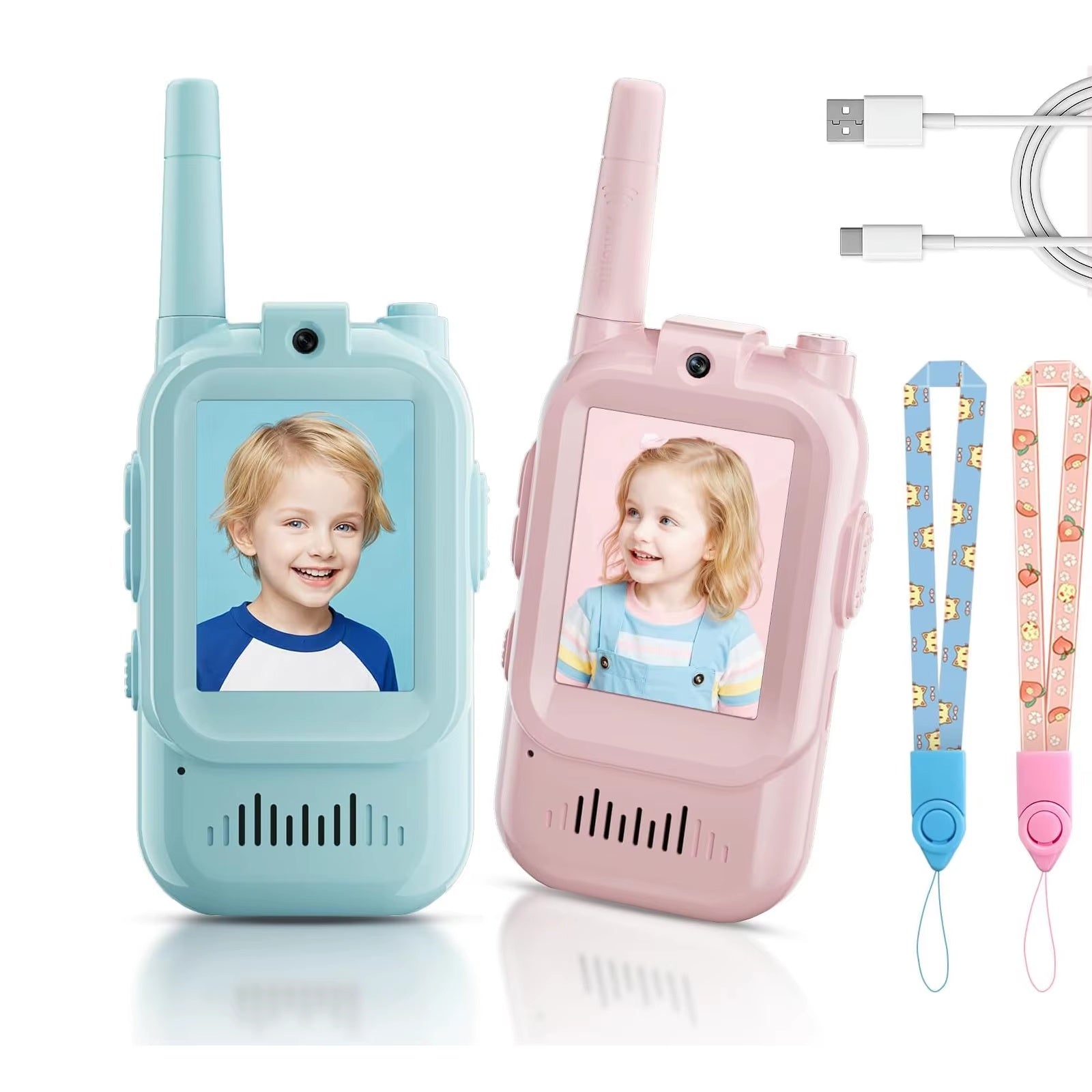Mini Video Wireless Walkie Talkies For Kids Handheld 2 Pack Rechargeable