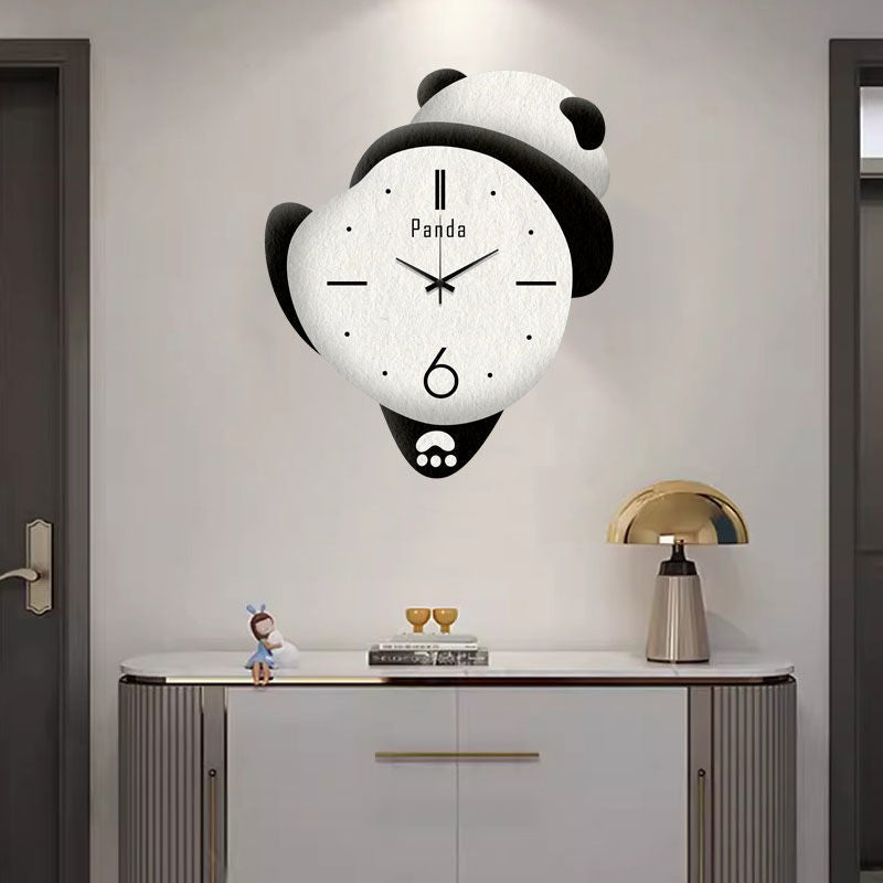 Punch-free Cute Panda Clock Home Bedroom Cartoon Clock