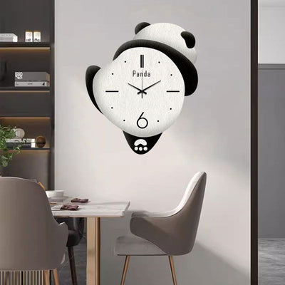 Punch-free Cute Panda Clock Home Bedroom Cartoon Clock