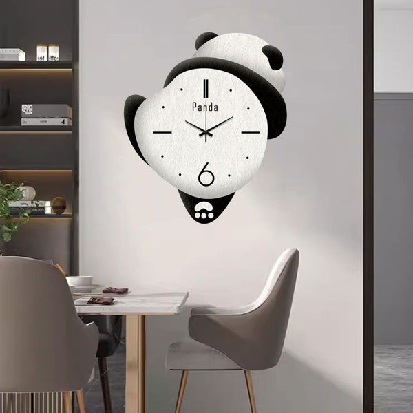 Punch-free Cute Panda Clock Home Bedroom Cartoon Clock