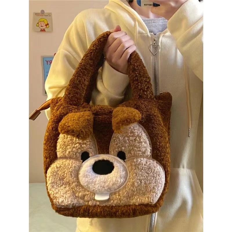 Winter Bags Flower Chestnut Squirrel Plush Handbag For Women