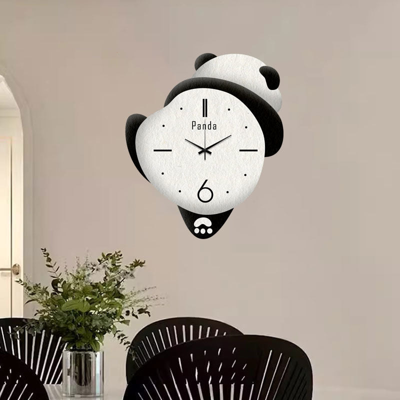 Punch-free Cute Panda Clock Home Bedroom Cartoon Clock