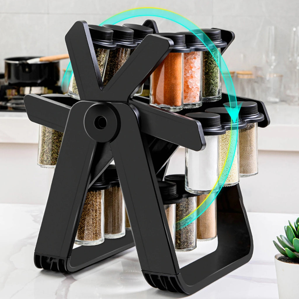 Kitchen Storage Tank Rotating Wheel Seasoning Rack