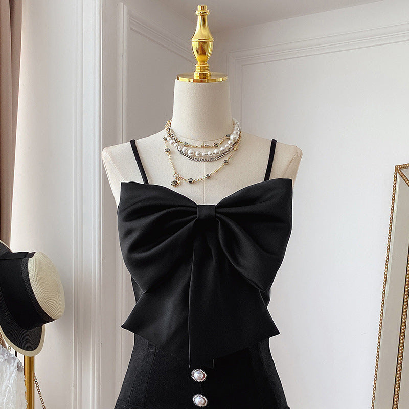 Bow-Knot Vest Solid Color Suspenders For Outer Wear